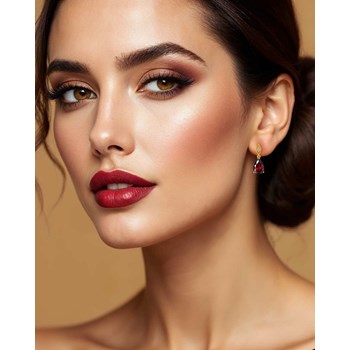 Boucles d'Oreilles Sophia Or 9 Carats et Grenat | Bijoux de Luxe ADEN avec Diamants