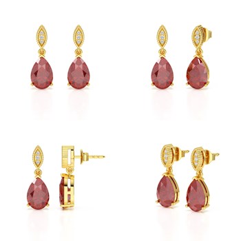 Boucles d'Oreilles Sophia Or 9 Carats et Grenat | Bijoux de Luxe ADEN avec Diamants