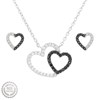 Parure 2 coeurs oxydes de zirconium blancs et noirs Argent 925 Rhodié - vue V1