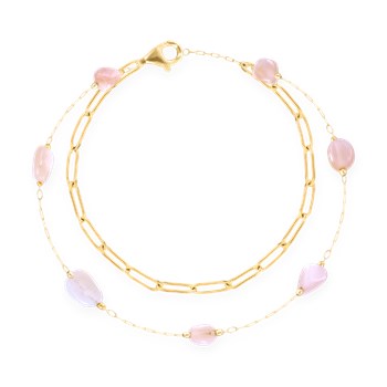 Bracelet en acier plaqué jaune avec pierres de soleil