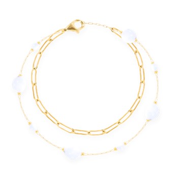 Bracelet en acier plaqué jaune et coquillage