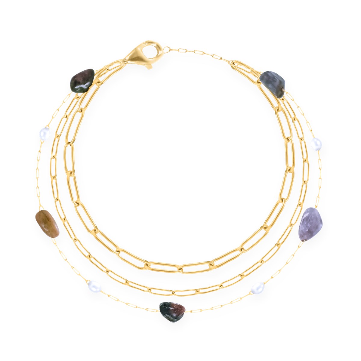 Bracelet en acier plaqué jaune avec tourmaline