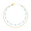 Bracelet en acier plaqué jaune avec pierres en résine - vue V1