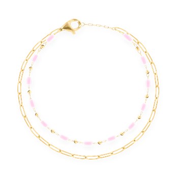 Bracelet en acier plaqué jaune avec pierres en résine