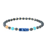 Bracelet en acier plaqué jaune avec pierre naturelle Sodalite