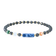 Bracelet en acier plaqué jaune avec pierre naturelle Sodalite