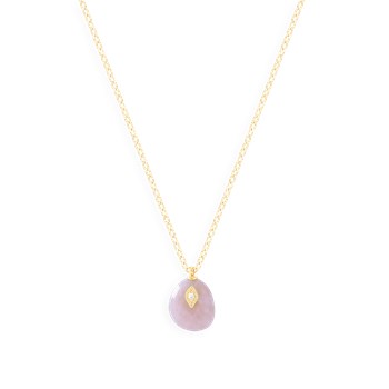 Collier en acier plaqué jaune avec pierres naturelles