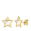 Boucles d'Oreilles Or 18 Carats 750 Jaune - Nacre et Zirconiums - Etoiles - vue V1