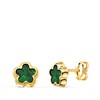 Boucles d'Oreilles Or 18 Carats 750 Jaune et Malachite - Fleur - vue V1