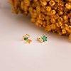 Boucles d'Oreilles Or 18 Carats 750 Jaune et Malachite - Fleur - vue V3