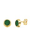 Boucles d'Oreilles Or 18 Carats 750 Jaune et Malachite - Rondes - vue V1