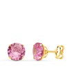 Boucles d'Oreilles Or 18 Carats 750 Jaune - Zirconiums Roses - vue V1