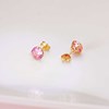 Boucles d'Oreilles Or 18 Carats 750 Jaune - Zirconiums Roses - vue V3