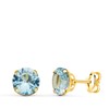 Boucles d'Oreilles Or 18 Carats 750 Jaune - Zirconiums Topaze Bleue - vue V1