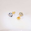 Boucles d'Oreilles Or 18 Carats 750 Jaune - Zirconiums Topaze Bleue - vue V3