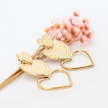 Boucles d'oreilles pendantes coeur or