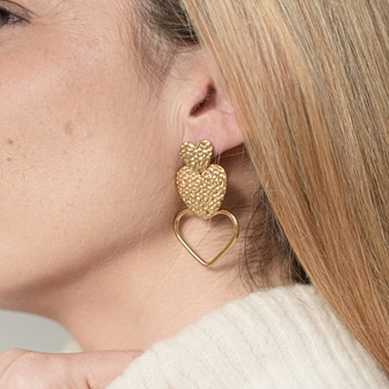 Boucles d'oreilles pendantes coeur or