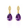 Boucles d'Oreilles Sophia Or 9 Carats et Améthyste | Bijoux de Luxe ADEN avec Diamants - vue V1