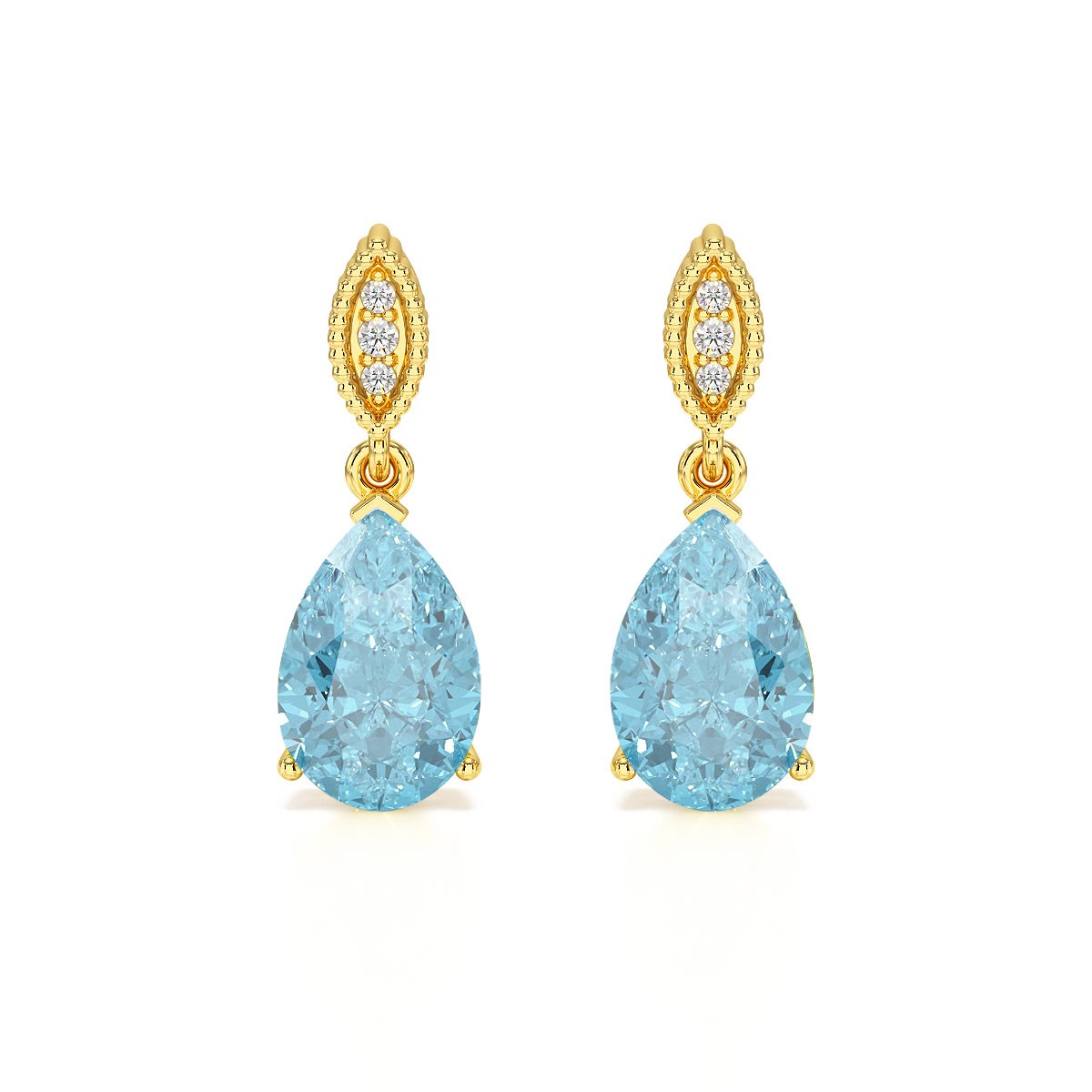 Boucles d'Oreilles Sophia Or 9 Carats et Topaze | Bijoux Précieux ADEN avec Diamants