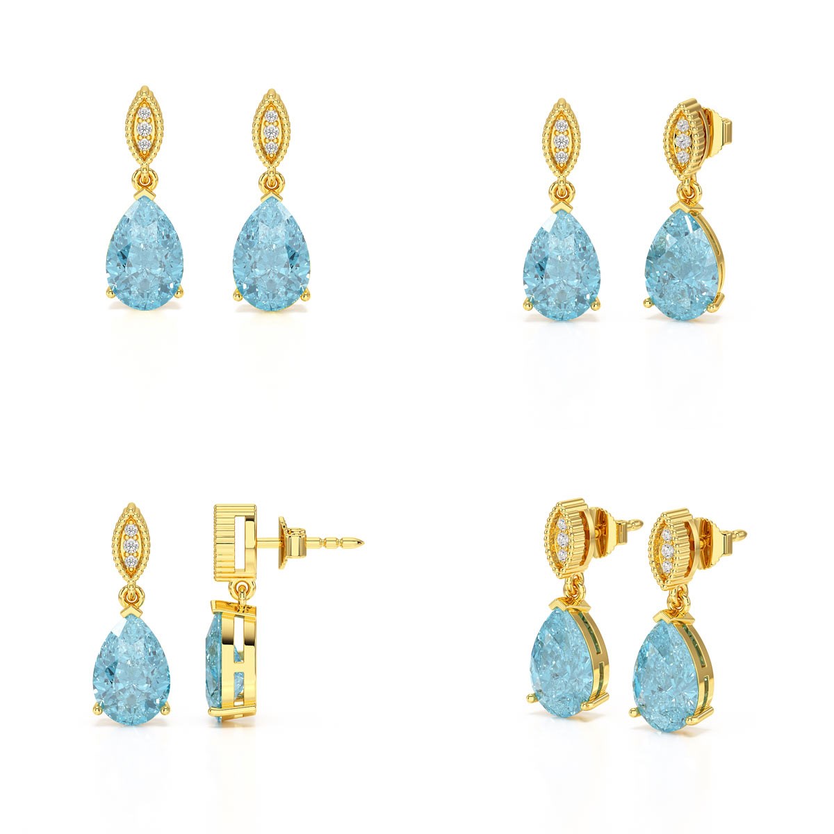 Boucles d'Oreilles Sophia Or 9 Carats et Topaze | Bijoux Précieux ADEN avec Diamants - vue 2