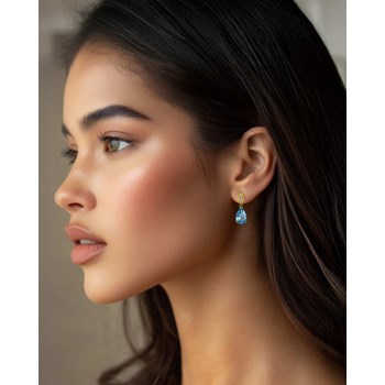 Boucles d'Oreilles Sophia Or 9 Carats et Topaze | Bijoux Précieux ADEN avec Diamants