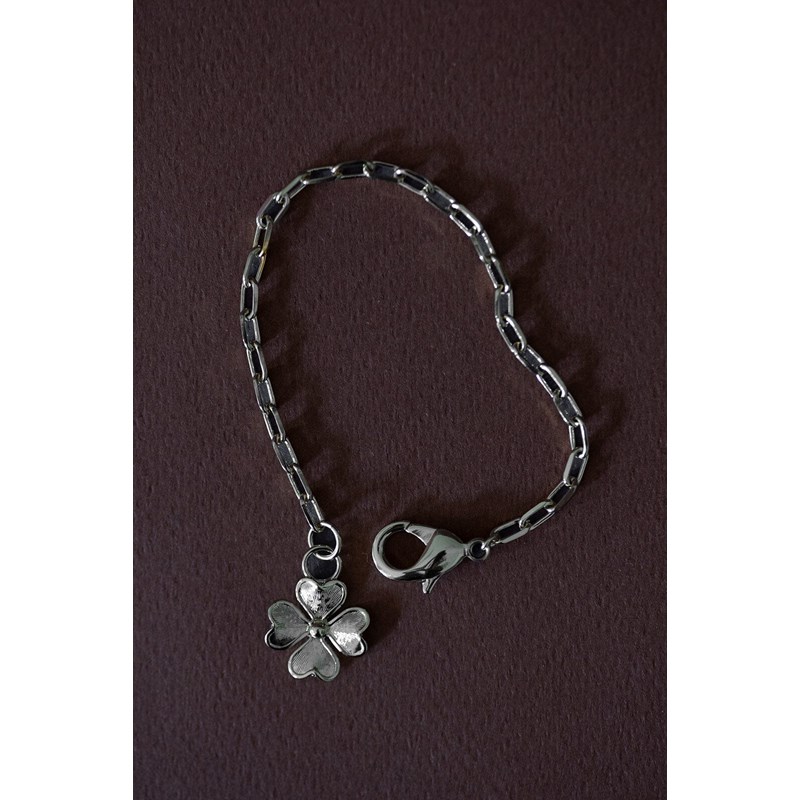 maxi bracelet trèfle plaqué argent - LÉON - vue 2