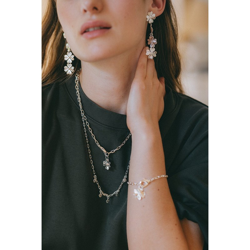 maxi bracelet trèfle plaqué argent - LÉON - vue 3
