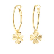 petites boucles d'oreilles créoles trèfles doré à l'or fin - LÉON