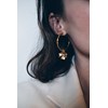 petites boucles d'oreilles créoles trèfles doré à l'or fin - LÉON - vue V2