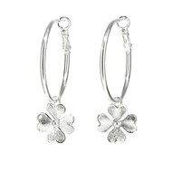 petites boucles d'oreilles créoles trèfles plaqué argent - LÉON