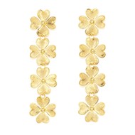 boucles d'oreilles puces pendantes trèfles doré à l'or fin - LÉON