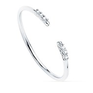 Bague Or 18 Carats 750 Blanc - Sertie de Diamants - Ouverte