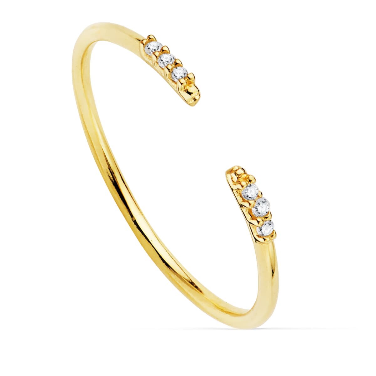 Bague Or 18 Carats 750 Jaune - Sertie de Diamants - Ouverte