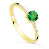 Bague Or 18 Carats 750 Jaune - Solitaire Zirconium Vert Emeraude - vue V1