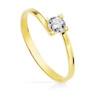 Bague Or 18 Carats 750 Jaune - Solitaire Zirconium