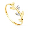 Bague Or 18 Carats 750 Jaune et Zirconiums - Motif Feuilles - vue V1