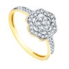 Bague Or 18 Carats 750 Jaune et Zirconiums - Motif Fleur - vue V1