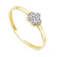 Bague Or 18 Carats 750 Jaune et Zirconiums - Motif Fleur