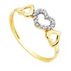 Bague Or 18 Carats 750 Jaune et Zirconiums - Motif Coeur - vue V1