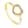 Bague Or 18 Carats 750 Jaune et Zirconiums - Motif Coeur - vue V1