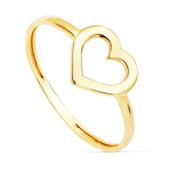Bague Or 18 Carats 750 Jaune - Motif Coeur