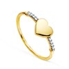 Bague Or 18 Carats 750 Jaune et Zirconiums - Motif Coeur - vue V1