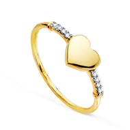 Bague Or 18 Carats 750 Jaune et Zirconiums - Motif Coeur