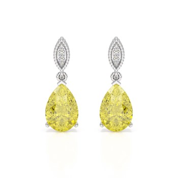 Boucles d'Oreilles Sophia en Citrine Naturelle et Argent 925 Rhodié