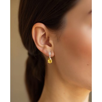 Boucles d'Oreilles Sophia en Citrine Naturelle et Argent 925 Rhodié