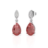 Boucles d'Oreilles Sophia Argent 925 Rhodié et Grenat | Bijoux Élégants ADEN avec Diamants