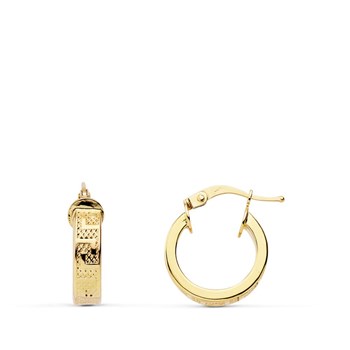 Créoles Or 18 Carats 750 Jaune - Motifs Grecques