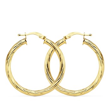 Créoles Or 18 Carats 750 Jaune Torsadées