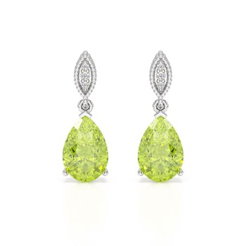 Boucles d'Oreilles Péridot en Or Blanc & Diamants - Élégance Rare et Design Exclusif