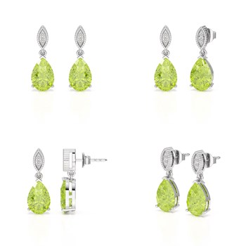 Boucles d'Oreilles Péridot en Or Blanc & Diamants - Élégance Rare et Design Exclusif